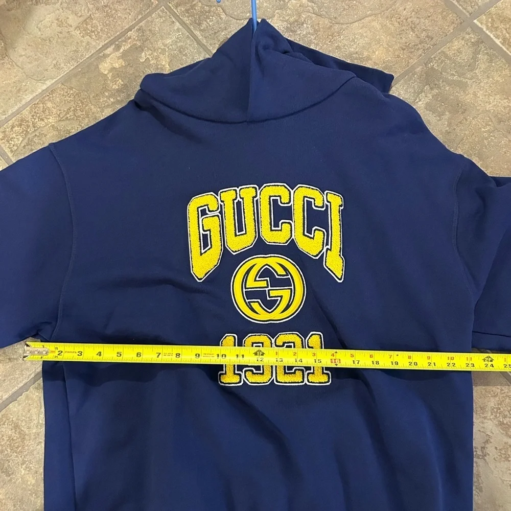 Men's Gucci jersey cotton logo, embroidered hoodie size large made in Italy